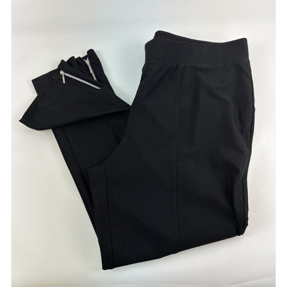 Chicos Travelers Black Ankle Pant Zipper Hem Pull On Stretch Viscose Women XL 16